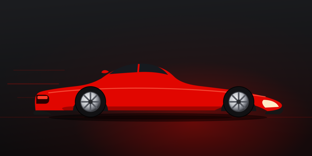 Corsa Rossa red mid-engine sports car, studio side profile